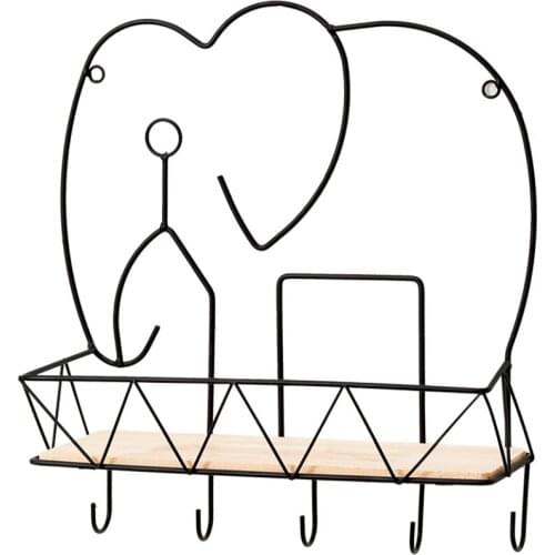DIY Wall Decor Iron Wall-Mounted Storage Rack With Hook Nordic Creative Animal Rabbit Elephant Shape Geometric Wall Hanger Shelf