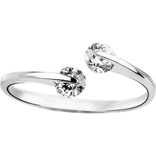 New Fashion Sliver Color Wedding Rings Jewelry Women Cubic Zirconia Open Engagement Jewelry