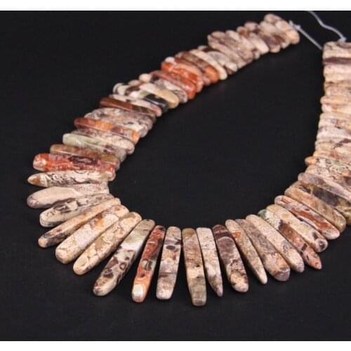 15.5"/strand Top Drilled Natural Brown Ocean Jades Stick Point Beads,Sea Sediment Jaspers Stone Slice Pendant Necklace Supplier