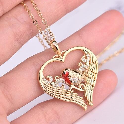 Bird Pendant Yellow Gold Color Charm Necklace for Women Messenger of Love Fashion Accessories Lover Gift Anniversary Jewelry