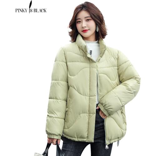 PinkyIsBlack Winter Jacket Women Stand Collar Female Parkas Thick Outerwear Solid Winter Coat Short Cotton Padded Women Clothing
