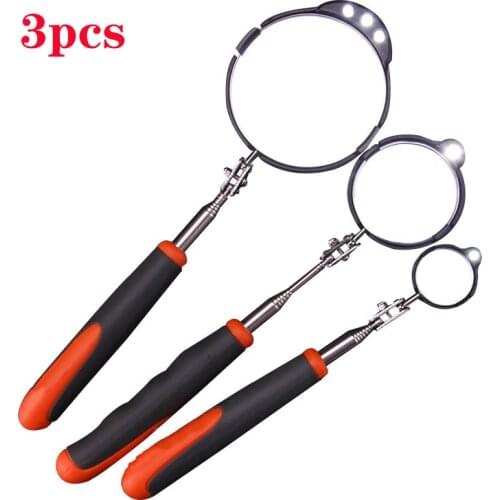 3pcs Adjustable Repair Vehicle Chassis Telescopic Inspection Mirror with LED Light