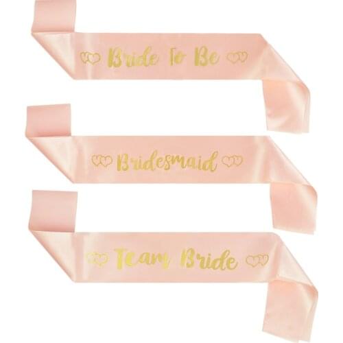 Rose Gold Team Bride To Be Satin Sash Bachelorette Party Girl Hen Party Decoration Bridal Shower Wedding Supplies