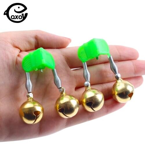 QXO 2Pcs/lot 5.5CM Fish Bite Alarm Equipment The Goods For Fishing Accessories Artificial Metal Bell Clip On The Rod