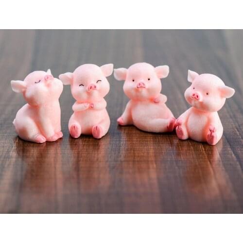 Cute Pink Pigs China Korean Model Statue Figurine Crafts Figure Ornament Miniatures Girl Home Room Decoration