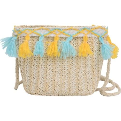 Straw woven shoulder bag womens Messenger bag high quality fashion tassel gift bag 2019 new handbags play