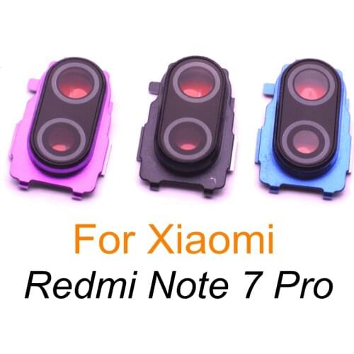 For Xiaomi Redmi Note 7 Pro Rear Camera Lens Glass With Frame Bezel Holder Redmi Note7 Back Camera Lens Glass Replacement