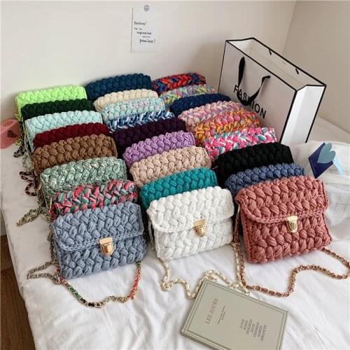 Bags for Women Hand Woven Bag Strip Thread Hook Knitted Womens Shoulder/Crossbody Bag Clutch Bag bag