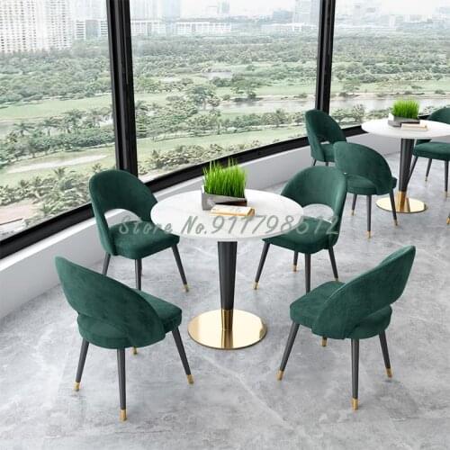 Light luxury dining chair home restaurant dark green chair hotel negotiation chair designer houndstooth makeup chair net red