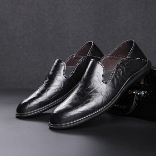 Business Driving Shoes Men Casual Leather Loafers Spring Autumn Non-Slip Retro Office Formal Shoes Leisure Walk Handmade Flats