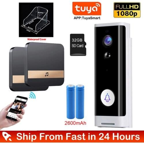 Tuya HD 1080P Video Doorbell Wifi Smart Home Tuya App Phone Call Video Doorbell Audio Intercom home Wireless Doorbell Camera PIR