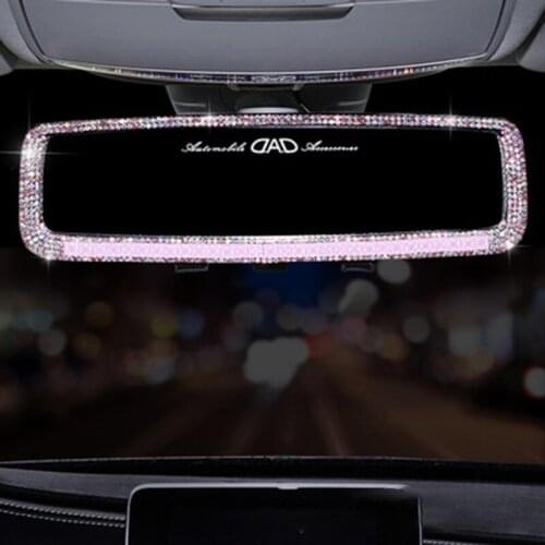 Crystal Diamond Sparkle Universal Car Interior Rear View Mirror Driving Safety