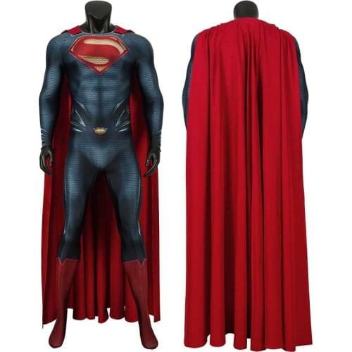 Adult Man of Steel Super Boy Clark Kent Jumpsuit Cosplay Costume Fancy Halloween Masquerade Printing Bodysuit