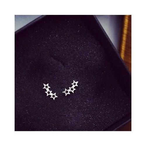 Real 925 Sterling Silver Little star Stud Earrings for Women Girls Fashion sterling-silver-jewelry brincos brinco