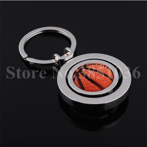 1 piece Hot sale 3D Sports Rotating Basketball Keychain Key Fob Ball Key Ring Jewelry Accessories New Arrival