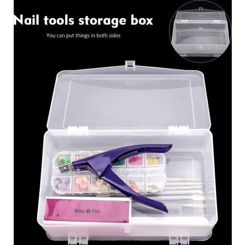 1Pc Transparent Nail Art Empty Storage Case Box Rhinestones Gems DIY Jewelry Accessories Plastic Organizer Box Manicure Tool