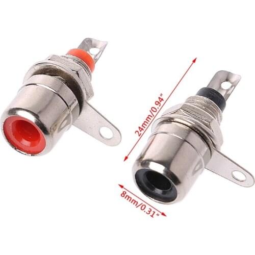 10 Pcs Gold Plated RCA Phono Chassis Panel Mount Female Socket Adapter Red+Black