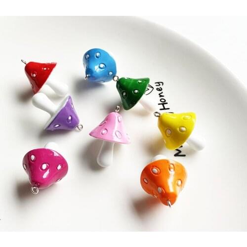 10pcs Resin Simulation Colors Mushroom Charms Pendant Handmade Earring keychain Crafting DIY Jewelry Making