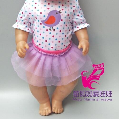 18 inch dolls lace skirt and white base shirt for 43cm bebe born doll clothes baby girl birthday gifts