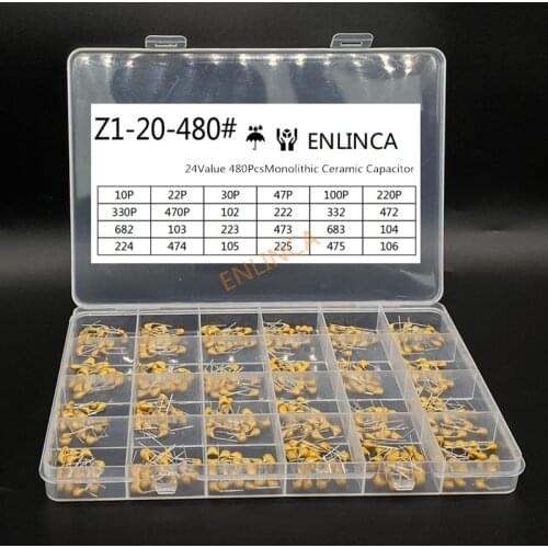 24values*20pcs =480pcs Monolithic Ceramic Capacitor 10pF~10uF,ceramic capacitor Assorted Kit + BOX