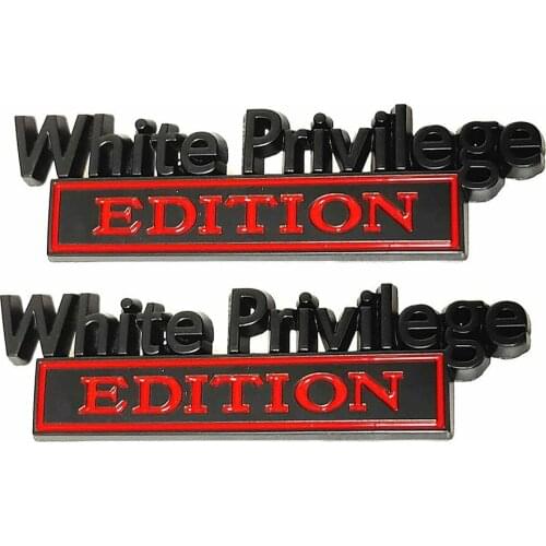 2X White Privilege Emblems Stickers 3d Metal Alloy Badges Nameplate Black Red Car Stickers Emblem Decals Accessories