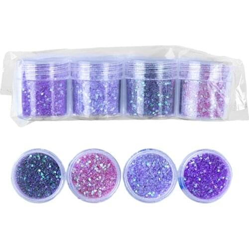 4Boxes Ultra-thin Glitter Gradient Color Sequins Nail Powder Manicure Pigment Super Fine Nail Art Decor Ultra-thin