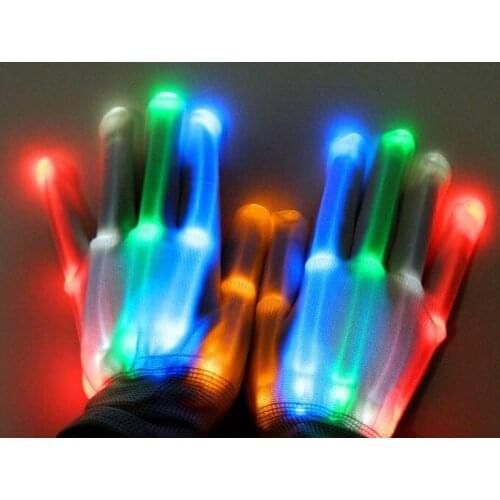 50pair LED Flashing Gloves Glow Light Up Finger Lighting Dance Party Decoration Glow Party Supplies Choreography Props Christmas