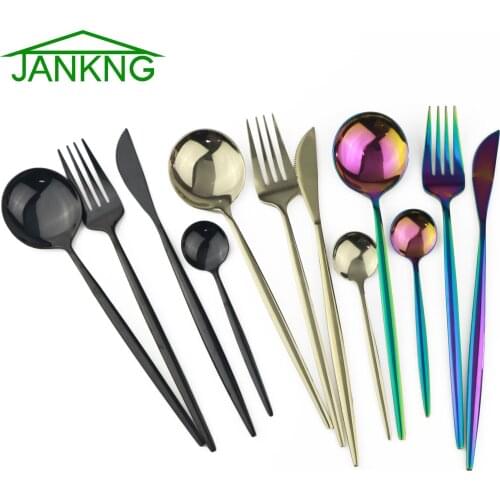 6Pcs Tableware Knife Fork Spoon Dinnerware Western Mirror Flatware 304 Stainless Steel Cutlery Silverware Kitchen Accessories