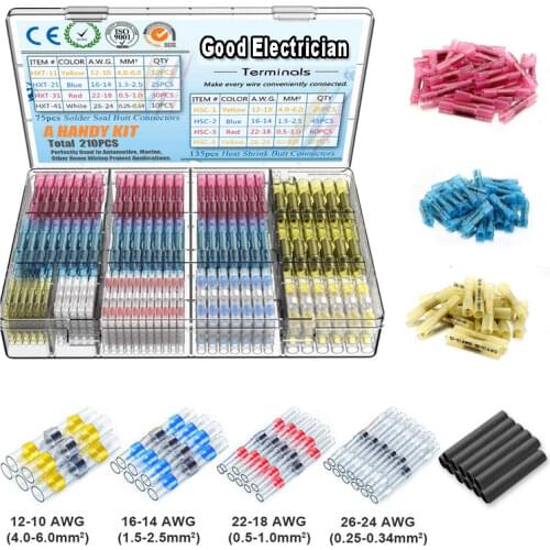 640PCS Heat Shrink Connectors Waterproof Solder Wire Connectors & Heat Shrink Butt Crimp Connectors - Electrical Connectors