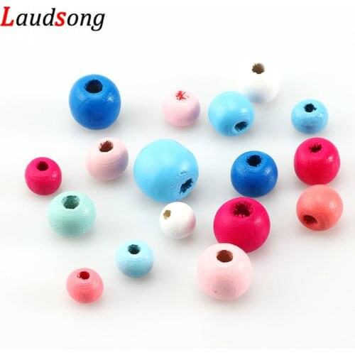 200pcs 8/10/12/14mm Color Natural Wood Beads Round Ball Spacer Wooden Beads For Jewelry Making DIY Accessories Jewelry Finding