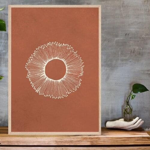 Abstract Flowers Canvas Painting Rainbow Sun Boho Poster Mid Century Wall Art Print Modern Wall Pictures Living Room Decor