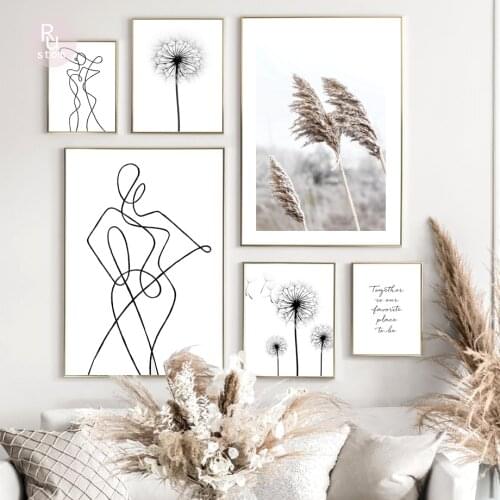 Abstract Art Figures Dandelion Reed Quote Wall Art Canvas Painting Nordic Posters And Prints Wall Pictures For Living Room Decor