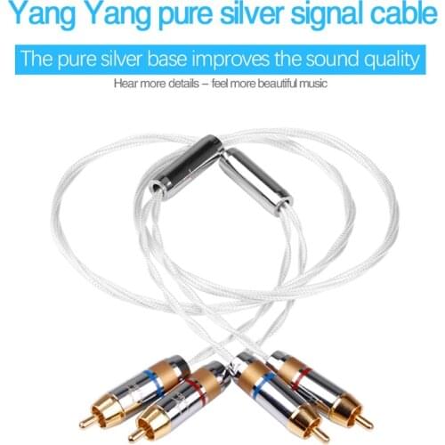 YYAUDIO Hifi RCA to RCA Cable pure silver main core Siver-plated screening RCA plug to rca Male audio Cable