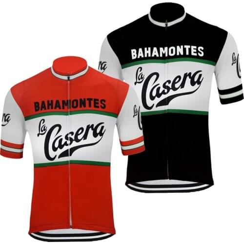 Bahamontes retro black cycling jersey men pro team summer short sleeve road bicycle red cycling clothing maillot ciclismo