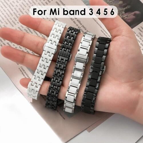 For Xiaomi Mi Band 5 4 3 6 NFC Ceramics Bracelet Strap Bands for Amazfit Band 5 Stainless Steel Wristbands Bracelet for Unisex