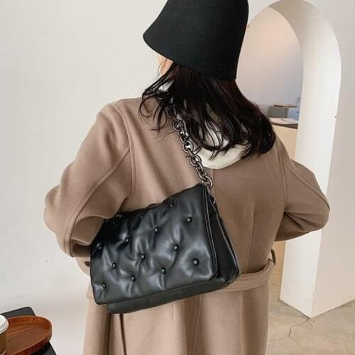 Branded Womens Shoulder Bags 2021 Denim Quality Thick Metal Chain Shoulder Purses And Handbag Women Clutch Bags Ladies Hobo Bag