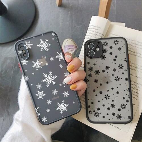 Snowflake Phone Case For iPhone 12 11 Pro MAX Mini For iphone SE 2 6s 7 8 Plus X XS XR Hard Translucent Camera Protection Cover