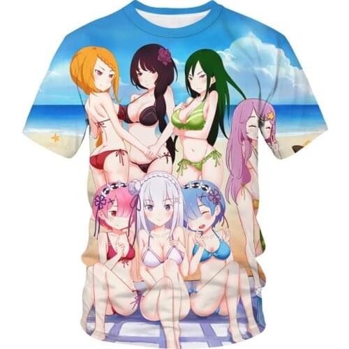 Re Zero 3D Print T-shirt REM RAM Fashion Streetwear Men Women Casual Anime T Shirt Harajuku Kawaii Girl Tshirt Male Hip Hop Tops
