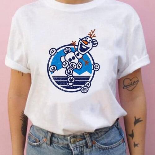 Summer T-Shirt Women Disney Frozen Olaf and Snowgies Cute Print Female Short Sleeve Tshirts Casual Fashion Unisex Tops Tees