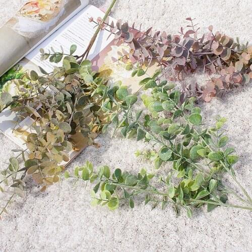 Artificial plastic plants leaves tree green eucalyptus branch for garden wedding decoration faux fake foliage christmas decor