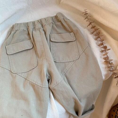 2020 Korean autumn new childrens Retro stitching overalls clothes girls pants pants for kids