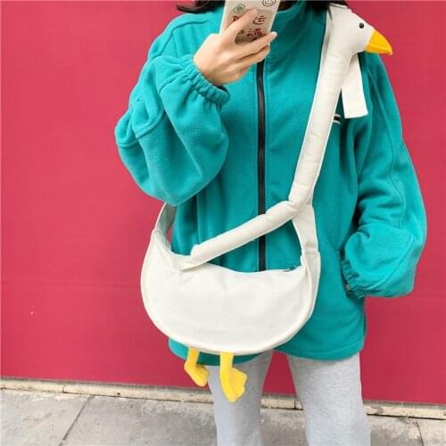 Summer Canvas Bag Womens 2021 Trend Cute Goose Shopper Bag Woman Cartoons Girl Casual Messenger Bag Funny Shoulder Bag Female