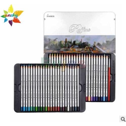 MARCO Raffine series 7120 24/36/48color water soluble color lead secret garden coloring paper/iron box professional art supplies