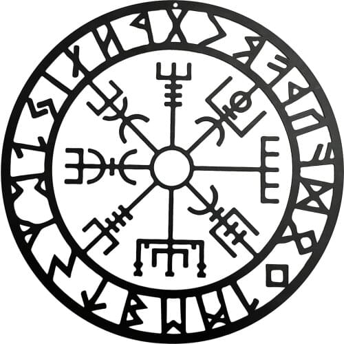 Nordic Viking Art Deco Metal Wall Pendant Retro Iron Sheet Hollow Ornaments Mysterious Icelandic Sign Living Room Bedroom Deco