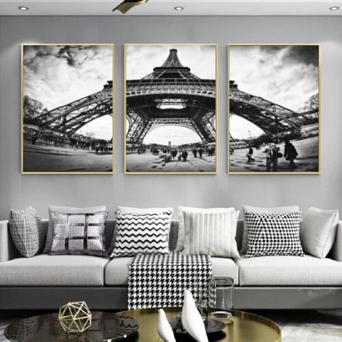 Minimalism Black and White Industrial Style Eiffel Tower Light Luxury Beauty Canvas Painting Poster Gift Wall Art Home Decoratio