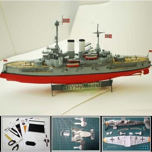 Card Model Ship Toy 1:200 scale Germany SMS Schleswig Holstein Battleship 66cm Paper Model 3D puzzles toys military collections