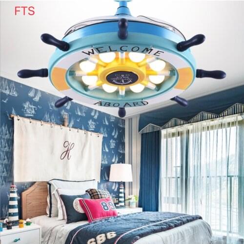 Cartoon kindergarten fan light household silent fan chandelier Mediterranean ceiling fan childrens room ceiling fan light