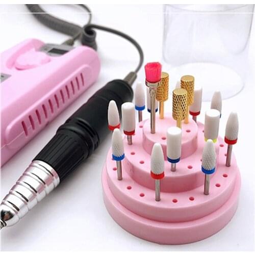 48 Holes Nail Art Drill Bits Empty Holder Storage Box Holder Stand Display Container Manicure Accessories Acrylic Cover Tools