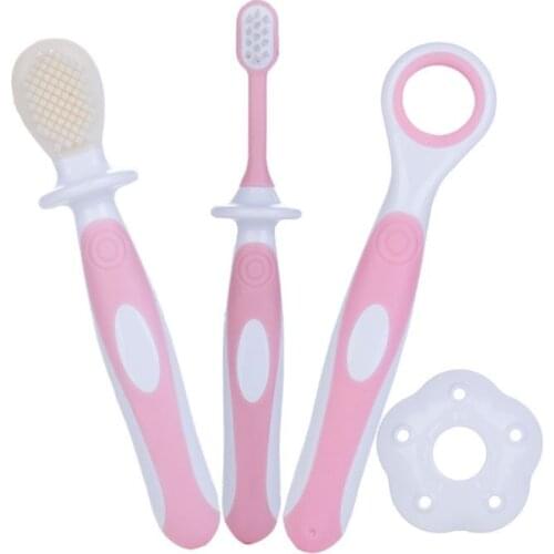 Baby Toothbrush Set Infant Brushing Teeth Tongue Training Safety Cover Design Soft Healthy Teether Toddler Oral Care 63HE