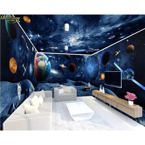 Beibehang Custom wallpaper universe galaxy earth astronaut 3D theme space full house wall papers home decor 3d wallpaper